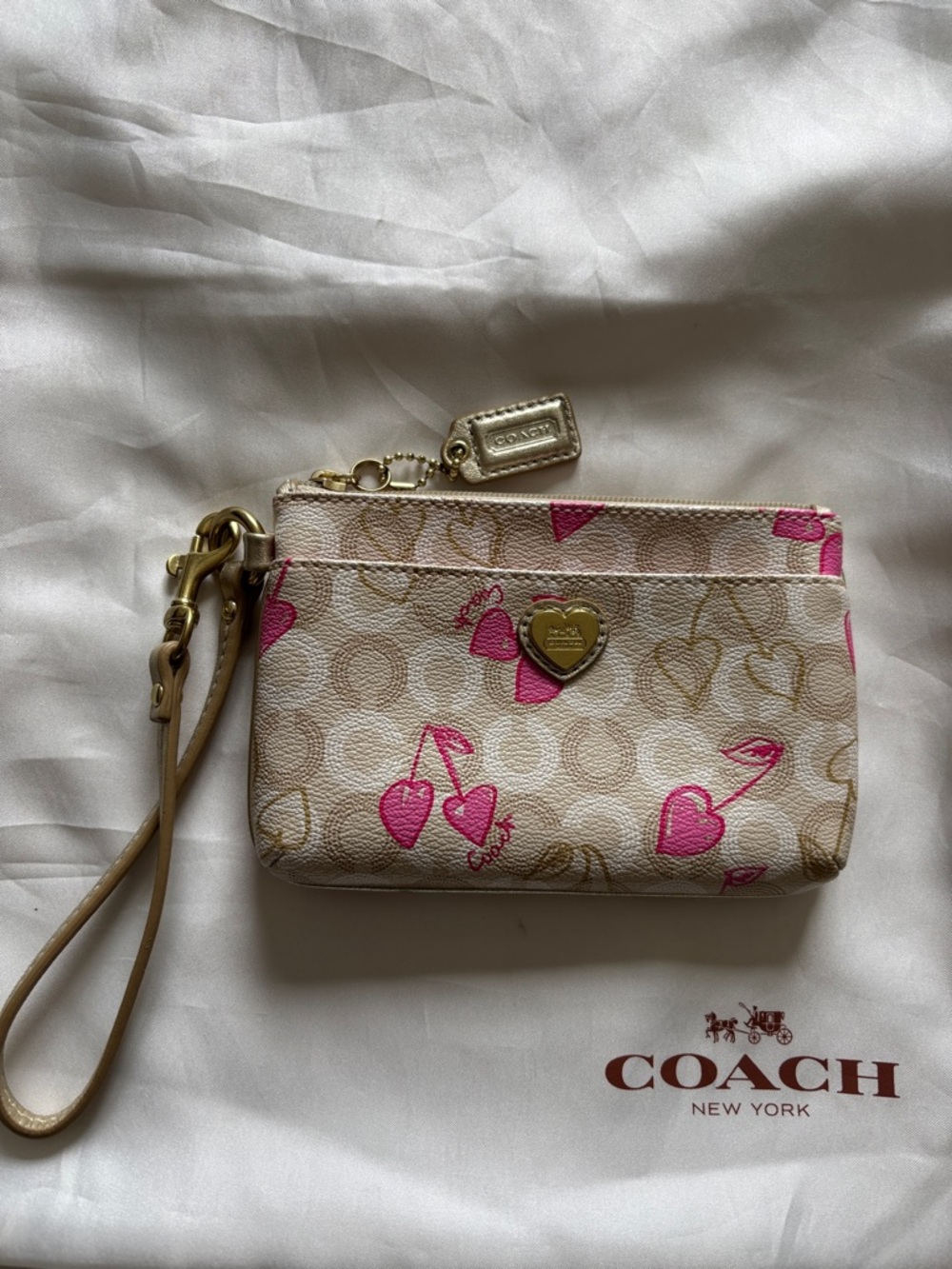 Coach Cherry Hearts Wristlet